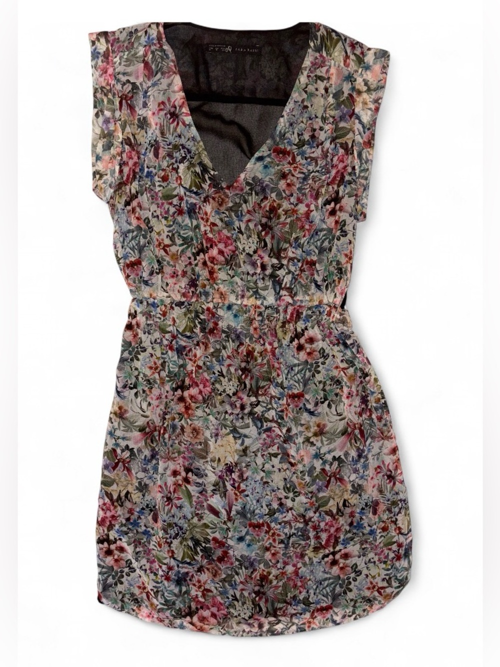 Zara Multicolor Floral V-Neck Mini Dress
